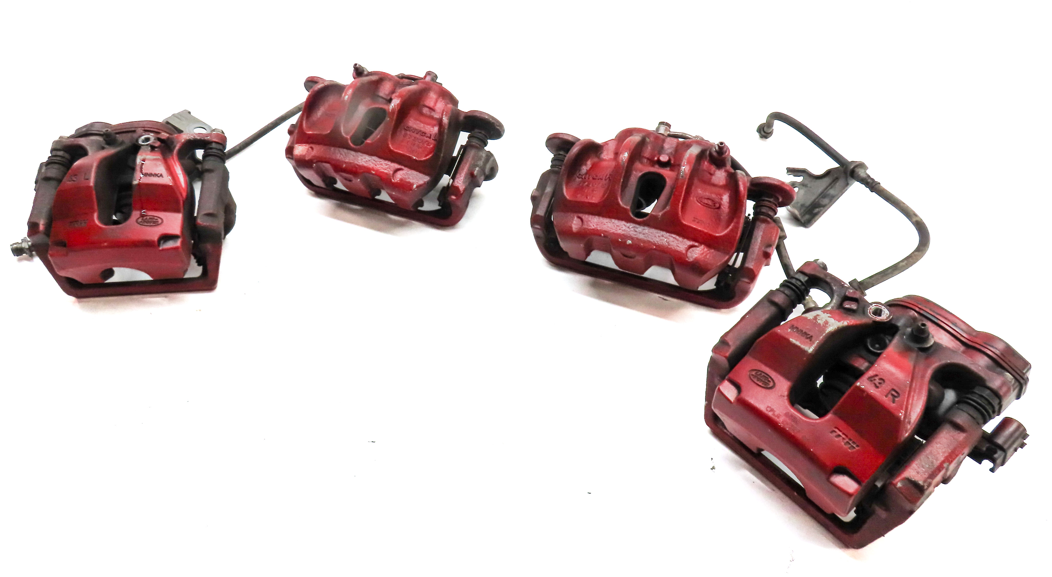 10-17 LR4 DISCOVERY RANGE ROVER SPORT FRONT & REAR BRAKE CALIPER SET (RED) — exact item pictured